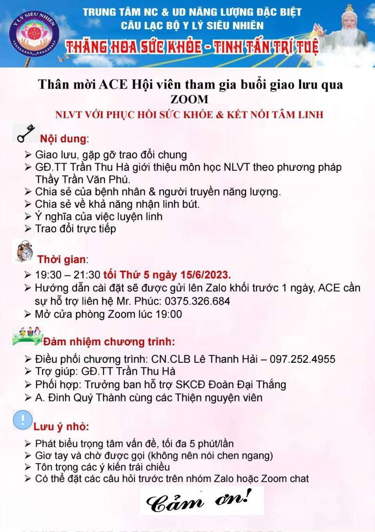 Lịch Giao lưu ACE Hội viên ngày 15-06-2023