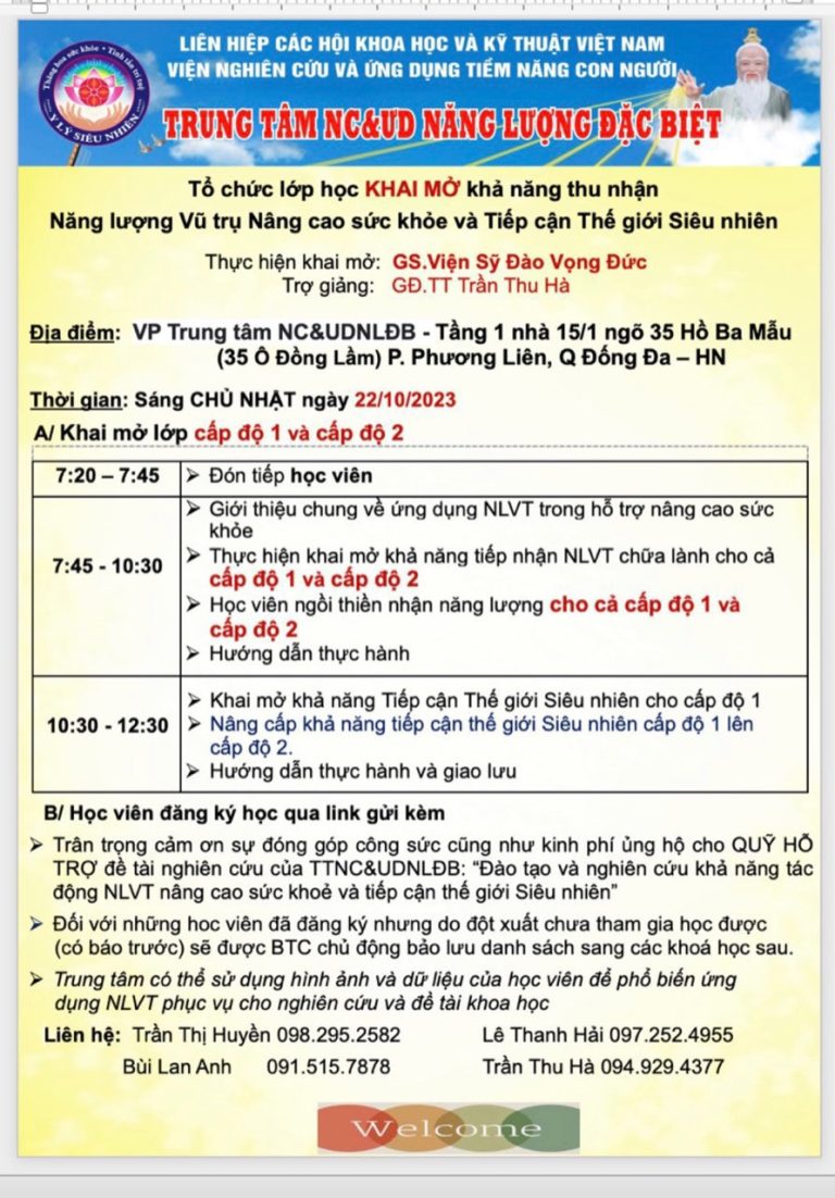 Lịch đào tạo tháng 10-2023